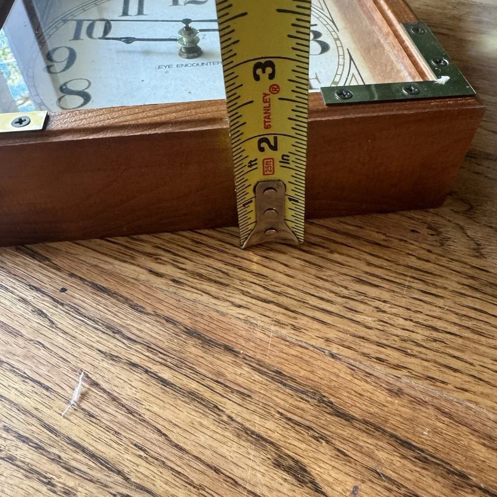 Vintage Rustic Wooden Clock with Brass Corners‎ | Mid Century Cottagecore Decor